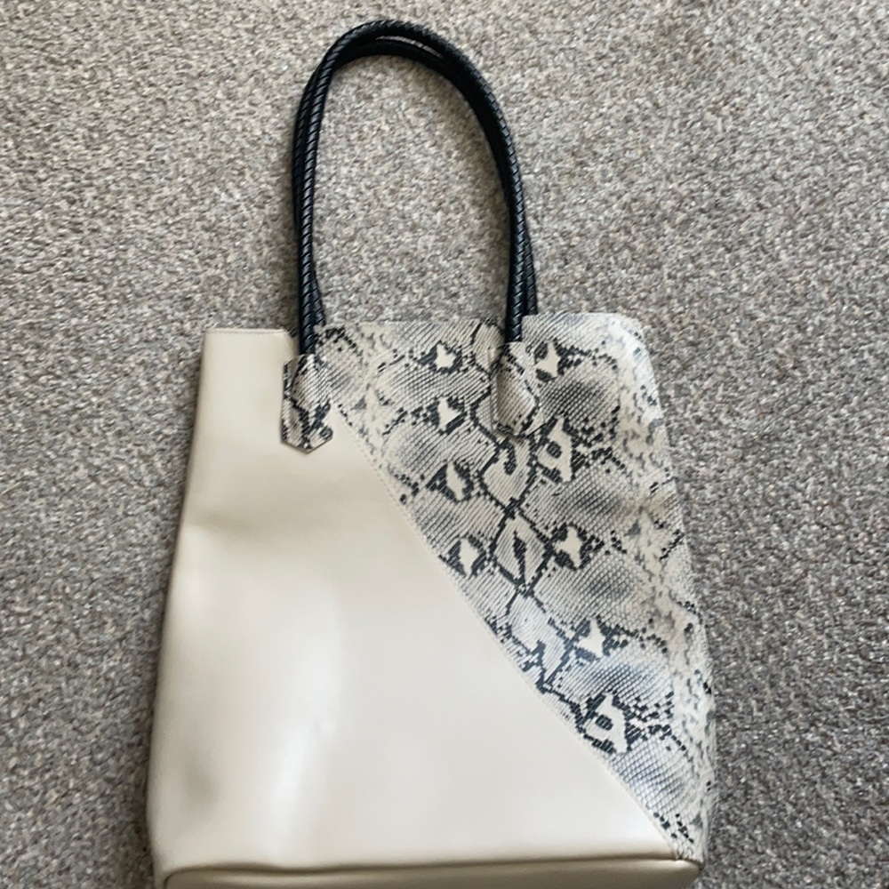 Snakeskin & Neutral Blend Tote Purse Handbag